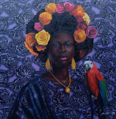 Ode To Her Radiance -21st Century, Figurative Portrait, Mixed Media Africa Women