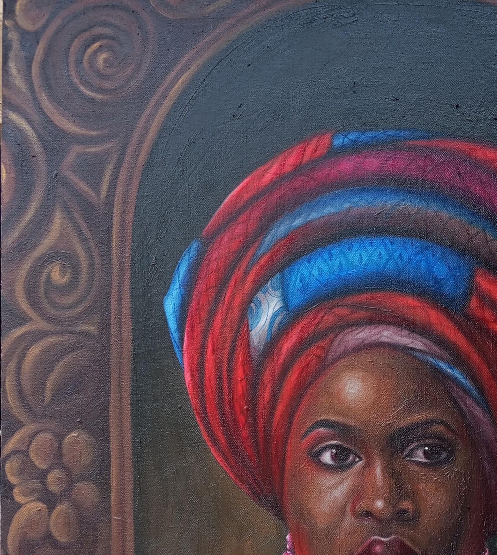 Onileke Ara (Beaded in Style) - 21e siècle Contemporain, Femme africaine, Perles - Conceptuel Mixed Media Art par Bakare Abubakri-sideeq Babatunde
