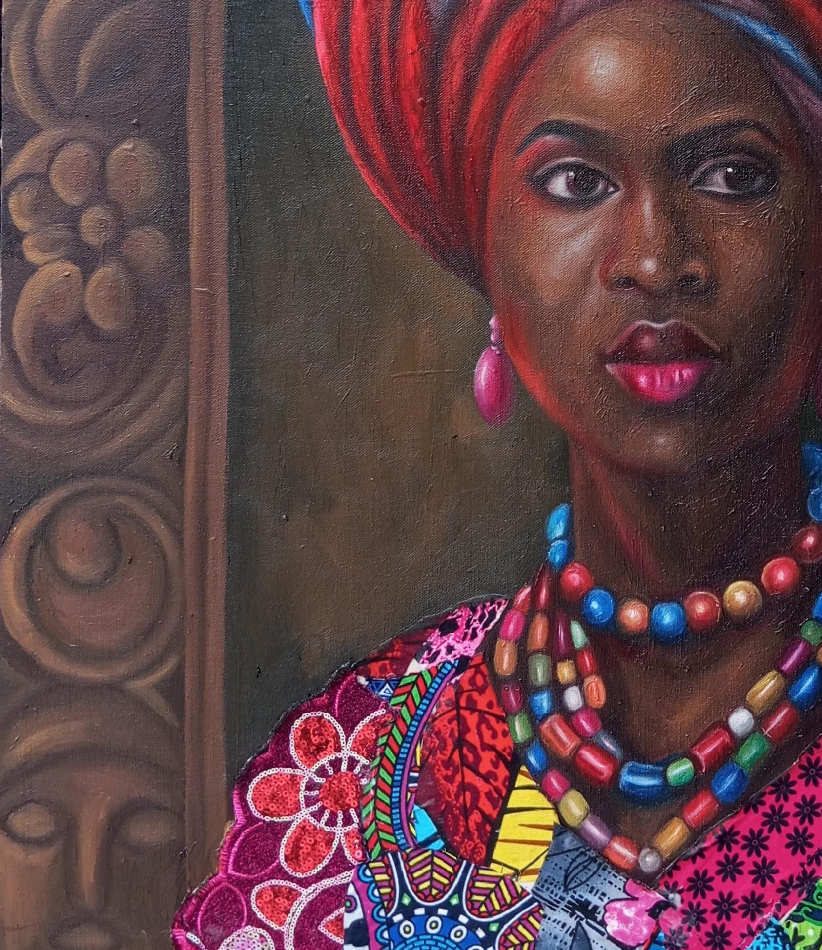 Onileke Ara (Beaded in Style) - 21e siècle Contemporain, Femme africaine, Perles en vente 1