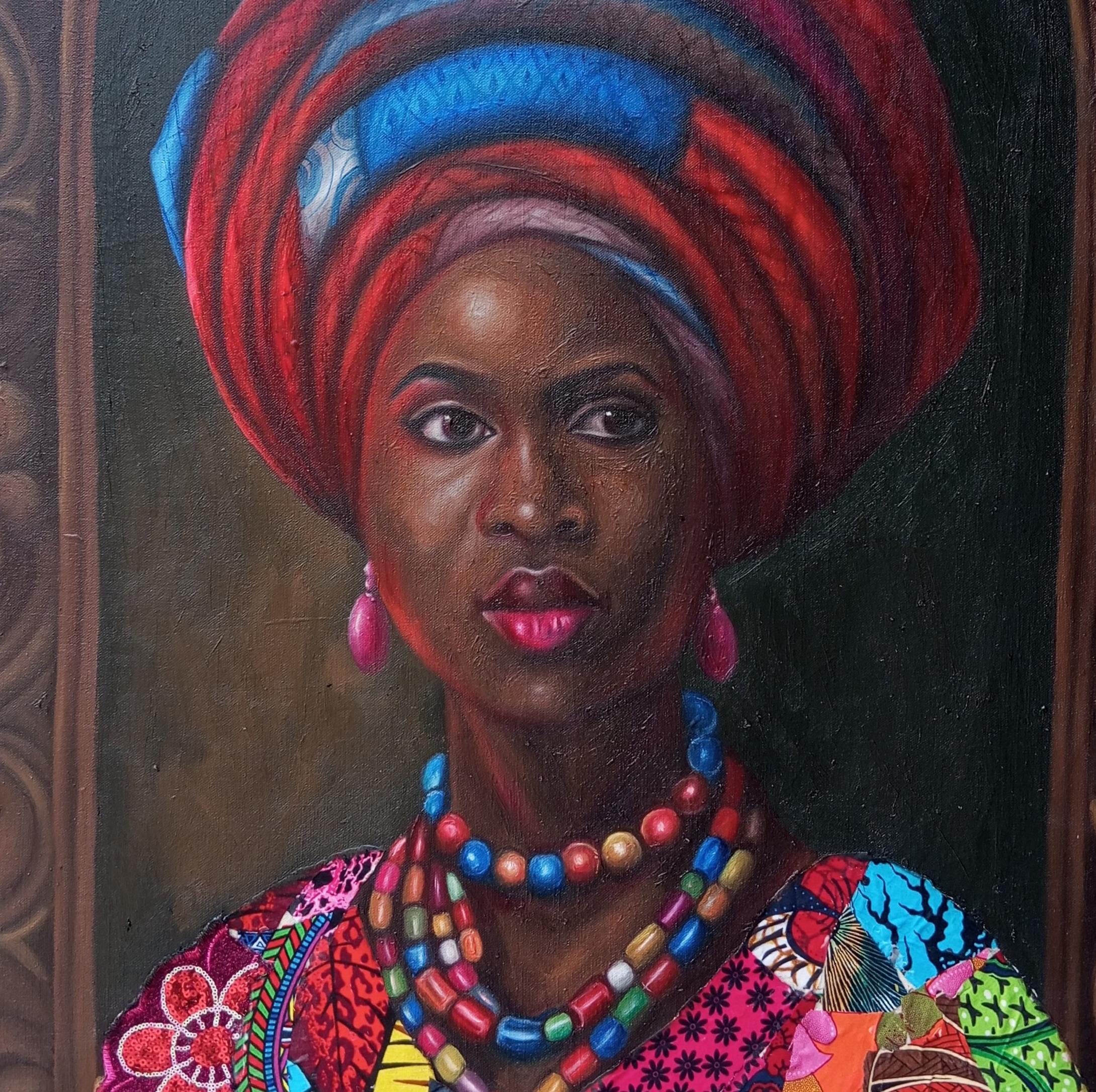 Onileke Ara (Beaded in Style) - 21e siècle Contemporain, Femme africaine, Perles en vente 3