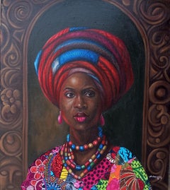 Onileke Ara (Beaded in Style) - 21st Century Contemporary, African Woman, Beads