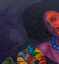 Pearl of Heritage - 21st Century Mixed Media with Oil and African Women Fabrics