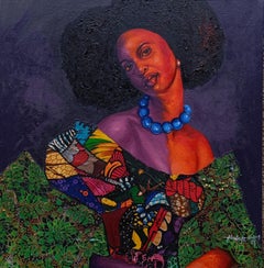 Perla del Patrimonio - Técnica mixta del siglo XXI con óleo y telas de mujeres africanas