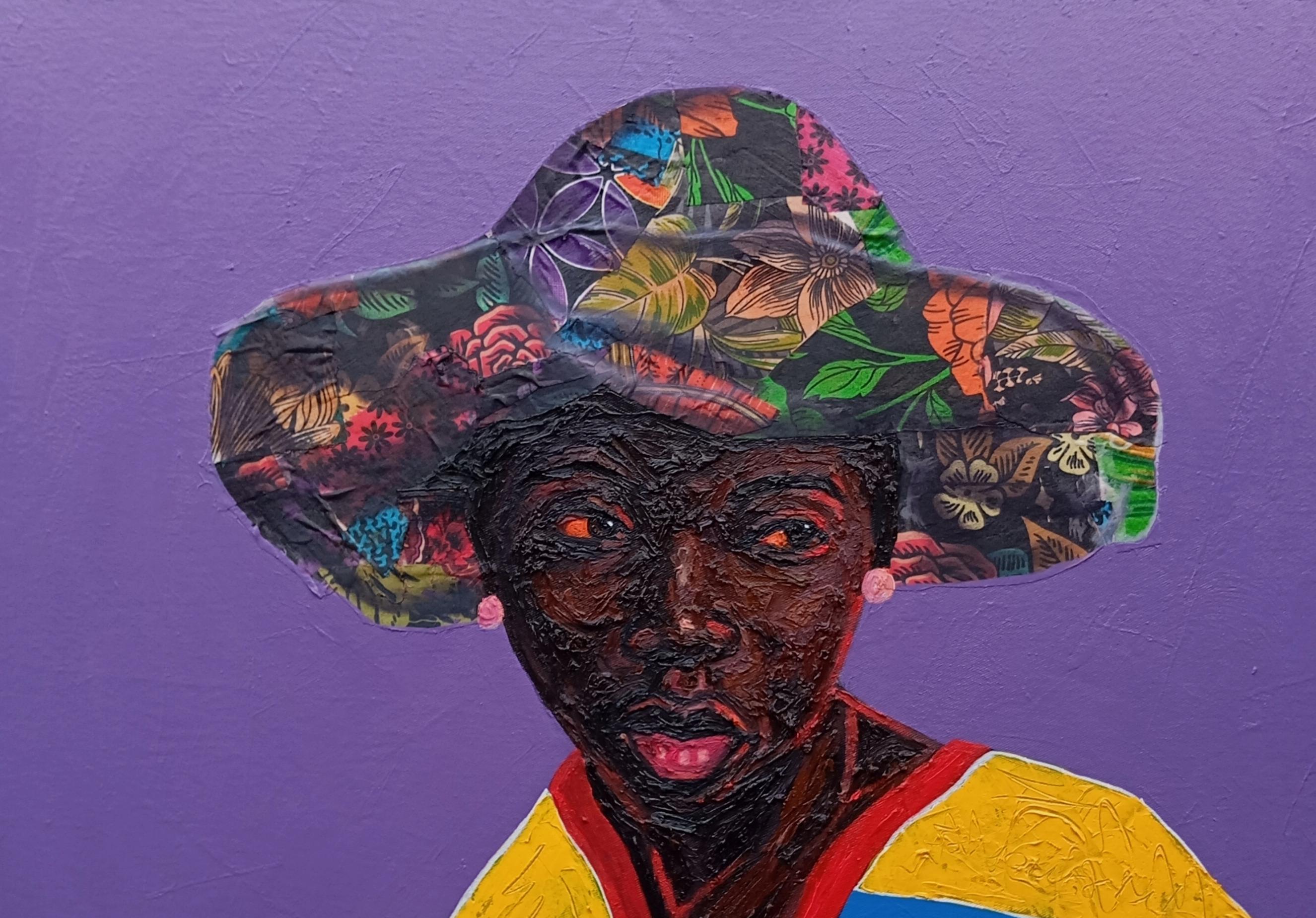Le résultat est ce qu'ils voient 1 - 21e siècle, technique mixte avec huile, tissus, femmes - Painting de Bakare Abubakri-sideeq Babatunde