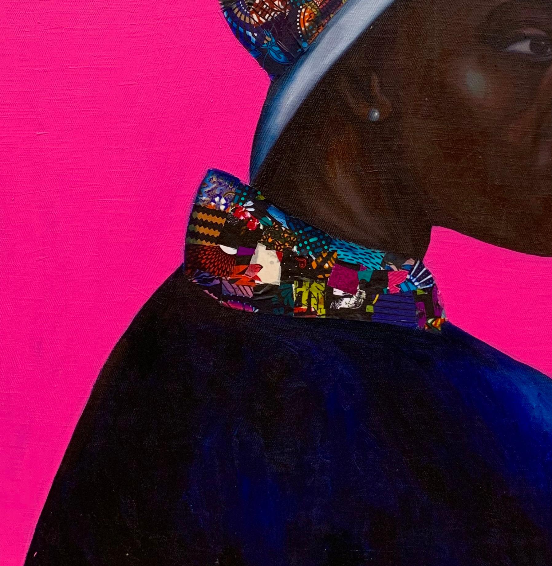 La tempesta dentro (Serie Arazzo emozionale) - Figurative Painting Rosa di Bakare Abubakri-sideeq Babatunde