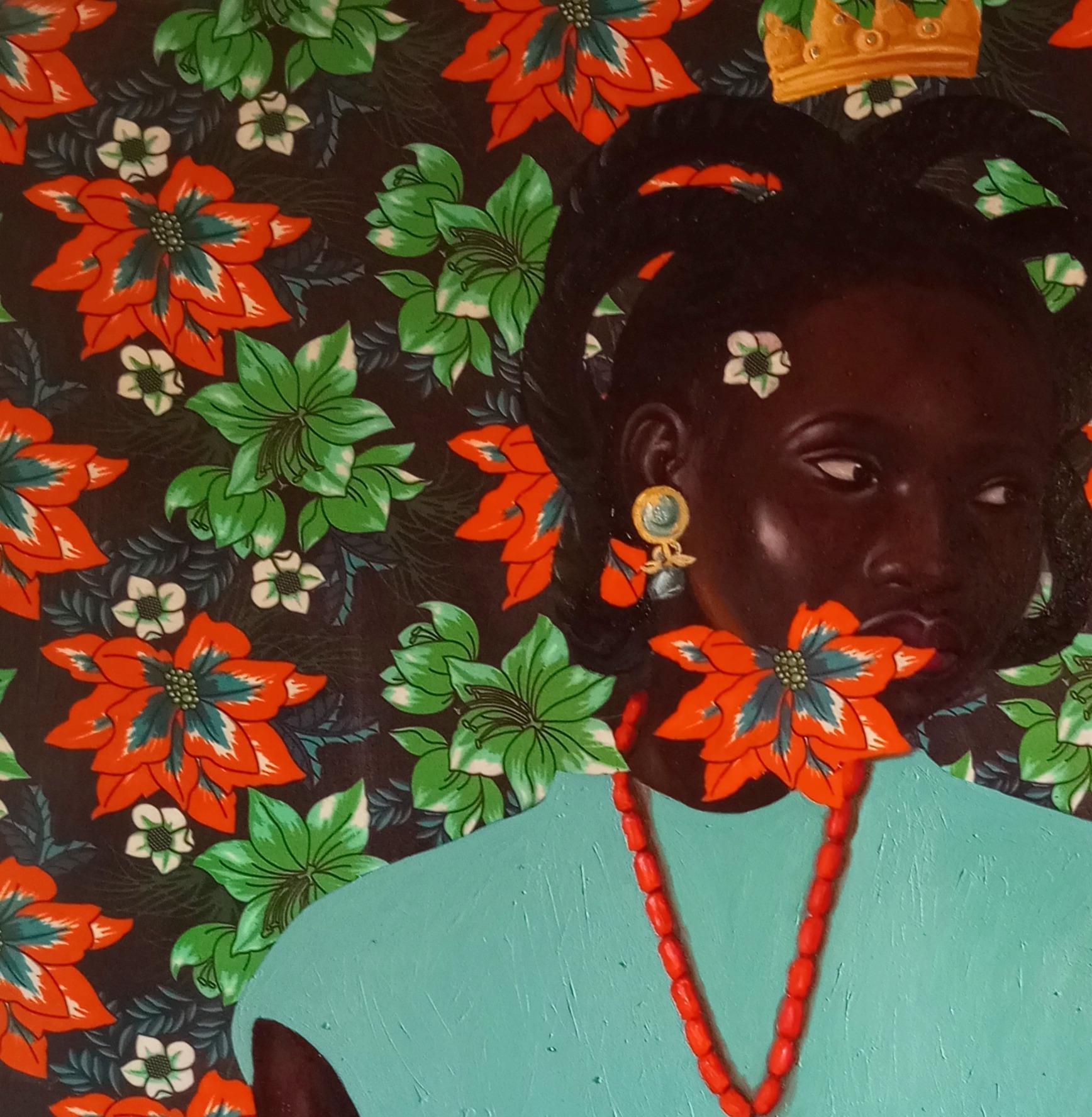 Threads of Sovereignty 1 - 21e siècle, Contemporain, Héritage africain, Femmes - Painting de Bakare Abubakri-sideeq Babatunde