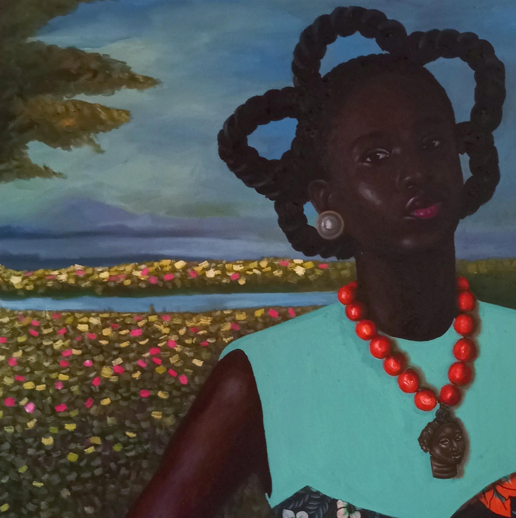 Threads of Sovereignty 2 - 21. Jahrhundert, Zeitgenössisch, Afrikanisches Erbe, Frauen – Painting von Bakare Abubakri-sideeq Babatunde