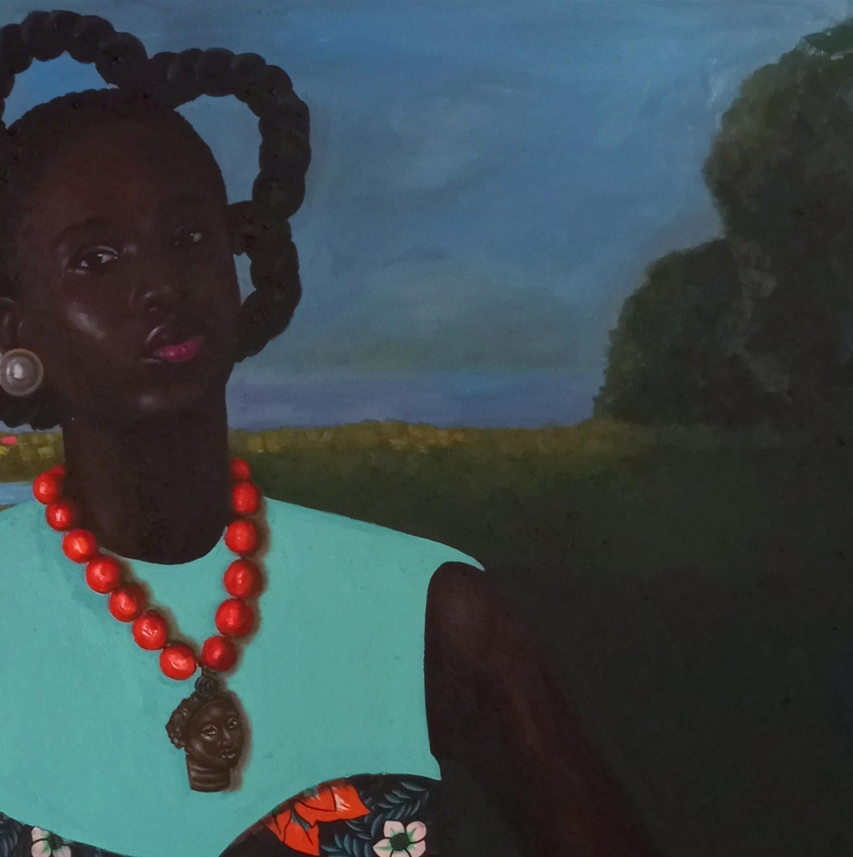 Threads of Sovereignty 2 - 21. Jahrhundert, Zeitgenössisch, Afrikanisches Erbe, Frauen (Konzeptionell), Painting, von Bakare Abubakri-sideeq Babatunde