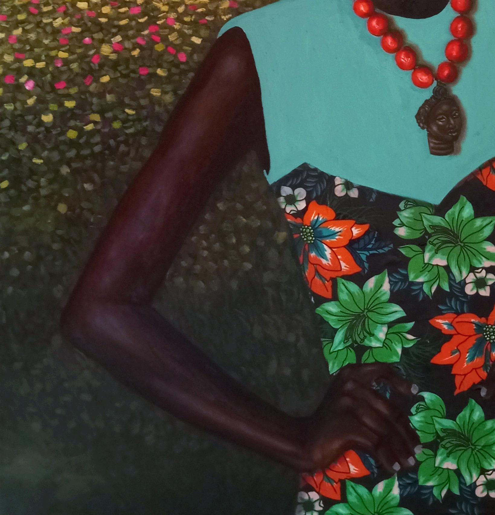 Threads of Sovereignty 2 - 21. Jahrhundert, Zeitgenössisch, Afrikanisches Erbe, Frauen (Schwarz), Figurative Painting, von Bakare Abubakri-sideeq Babatunde