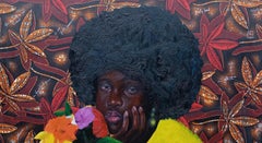 Waiting To Blossom -21st Century, Contemporary, Figurative, Mixed Media, Fabrics