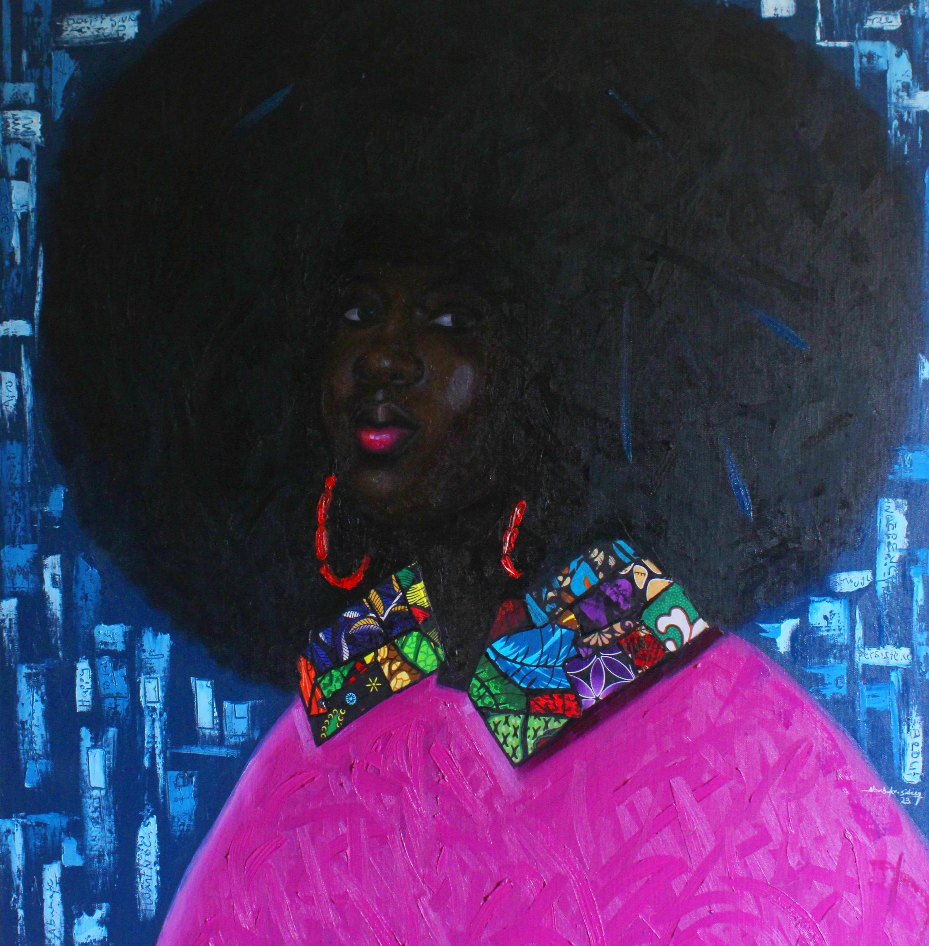 Bakare Abubakri-sideeq Babatunde Portrait Painting - Afrocentric Radiance