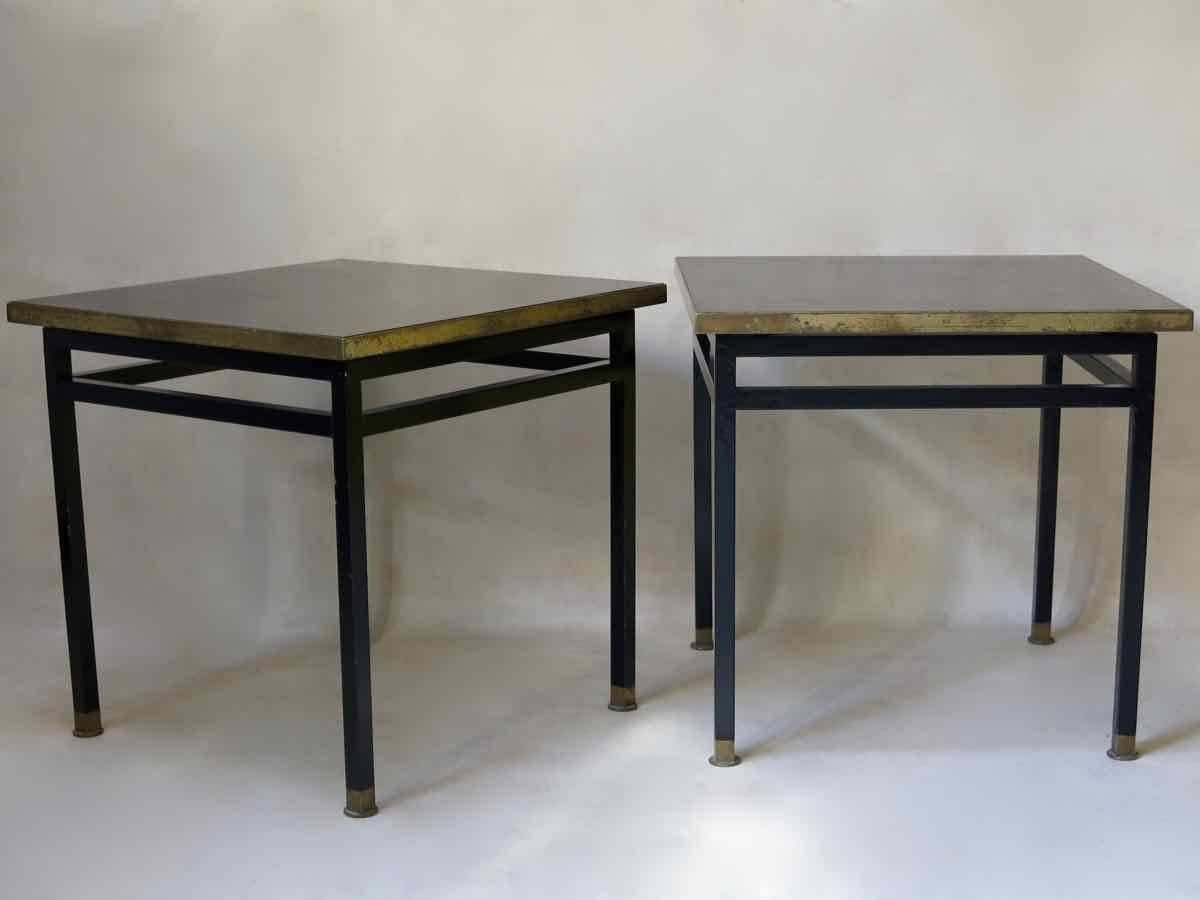 Mid-Century Modern Bakelite, Brass and Iron 1950s Side Tables For Sale