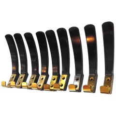 Bakelite and Brass Coat Hooks, 1950s, Set of 9