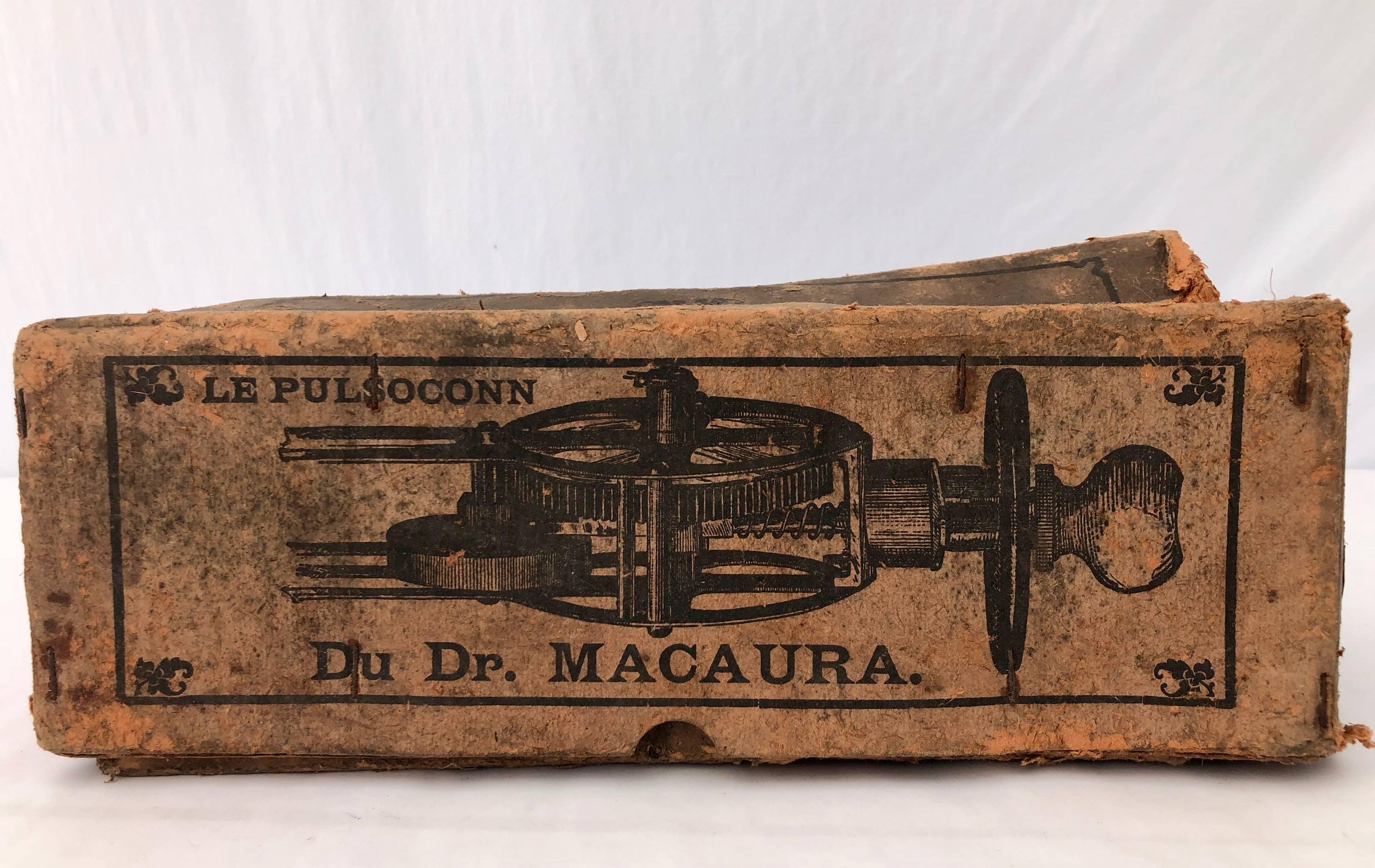 English Bakelite and Metal Mechanical Massager, Dr Macaura's Pulsocon, with Original Box