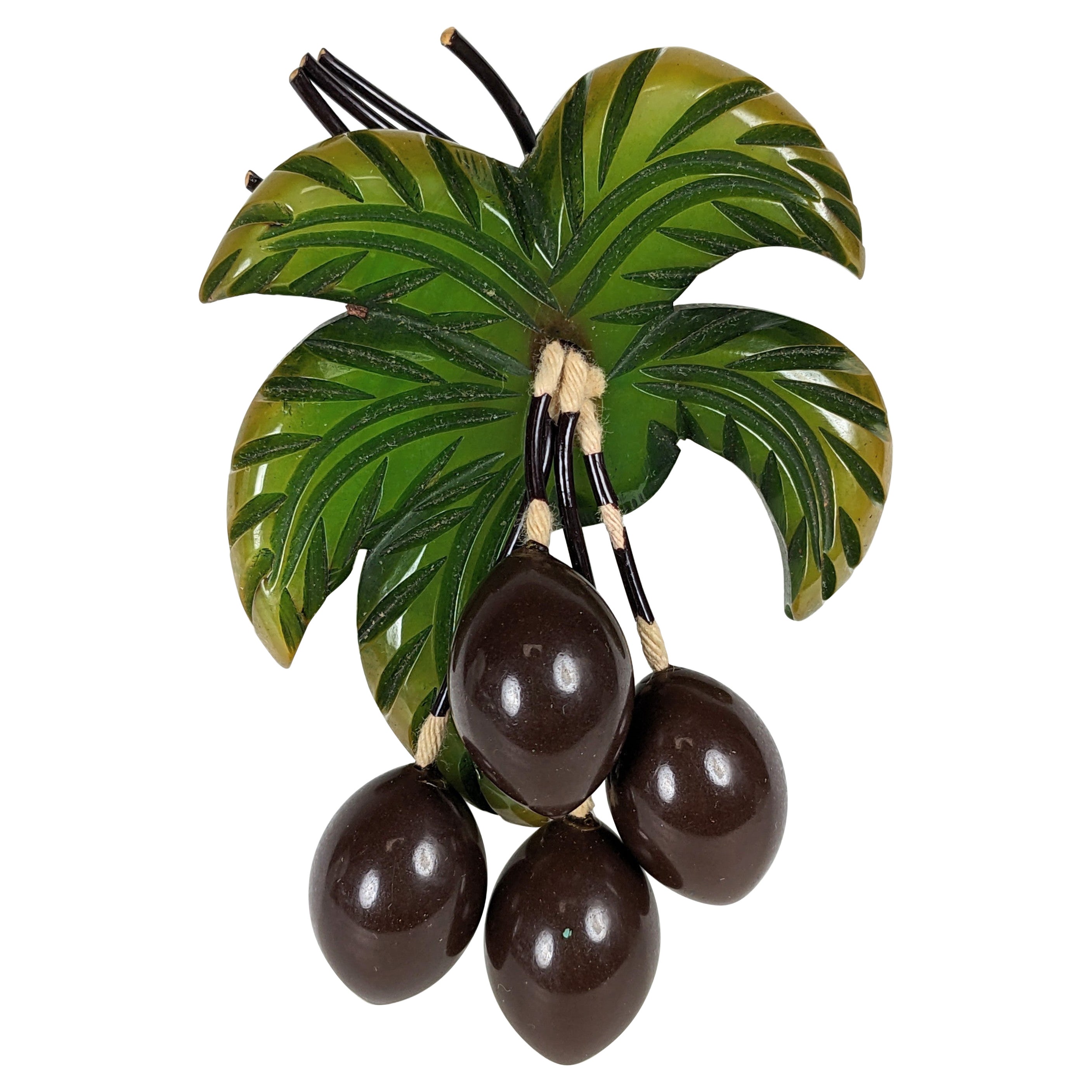 Bakelit Art Deco Oliven Brosche