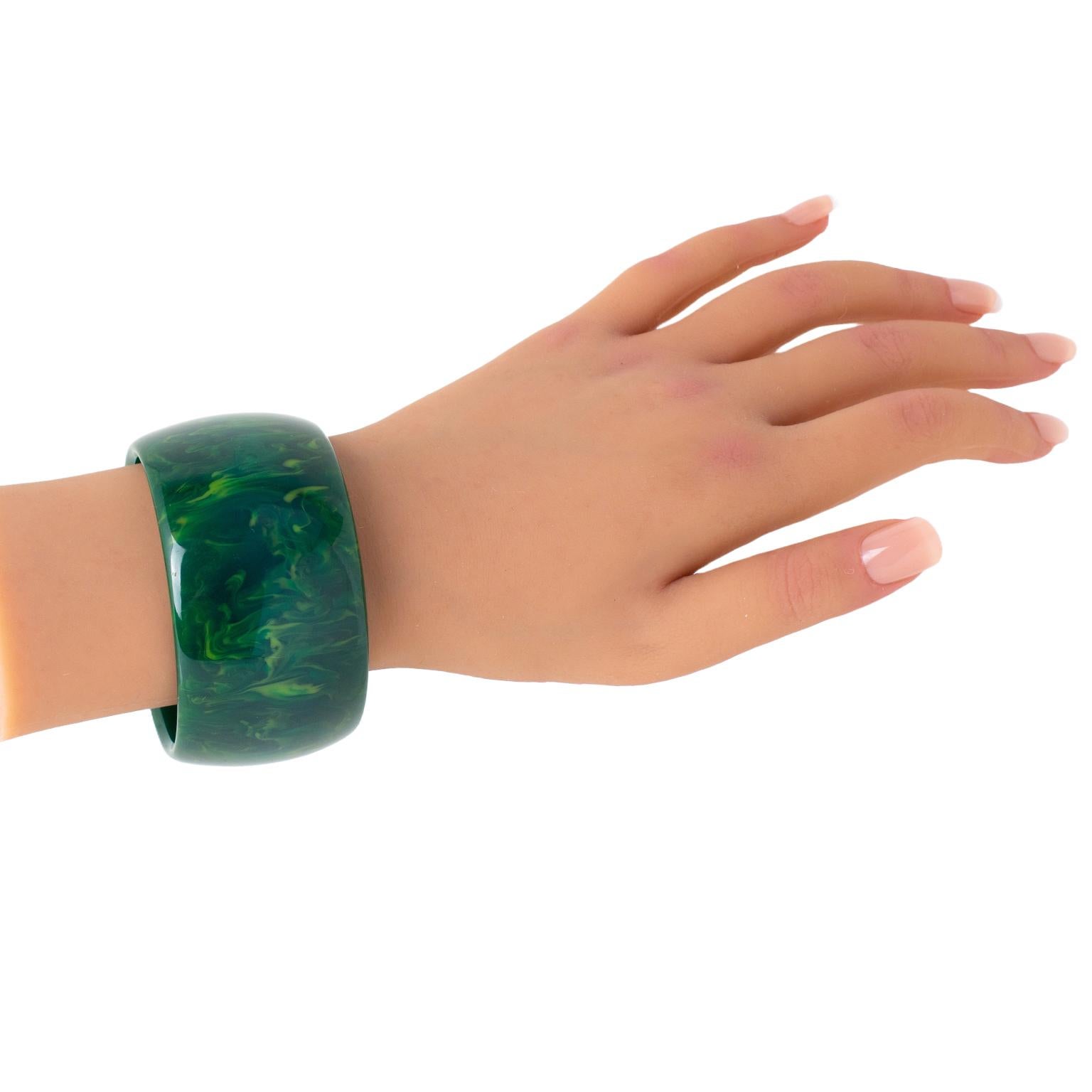 Bracelet jonc extra large en bakélite bleue en vente 2