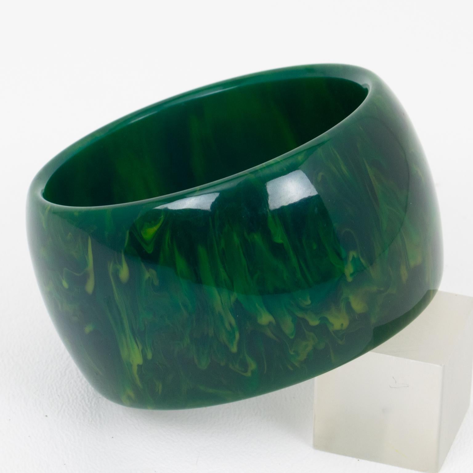 Bracelet jonc extra large en bakélite bleue en vente 3