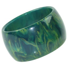 Bakelite Blue-Moon Oversized Bangle Bracelet