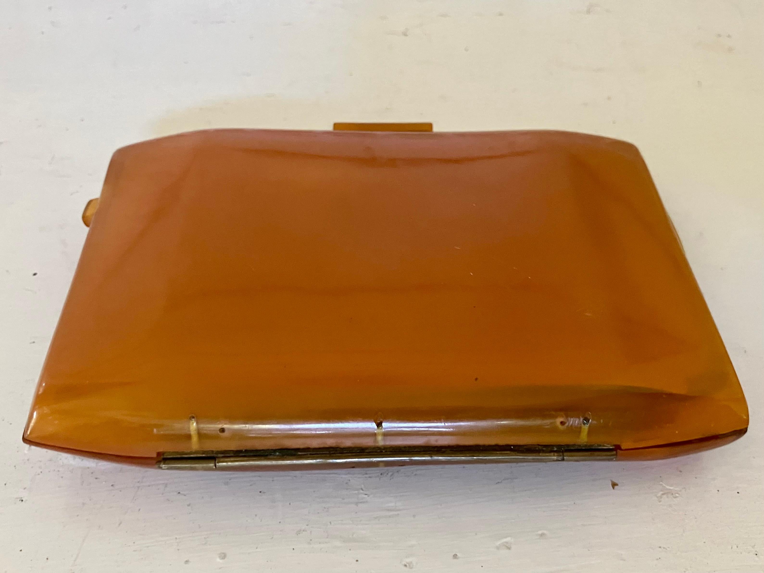 Brass Bakelite Minaudière Box For Sale