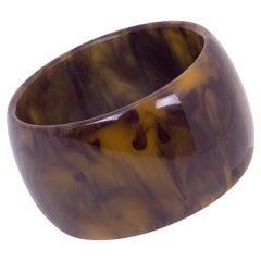 Bakelite Bracelet Bangle Purple-Blue Ink and Custard