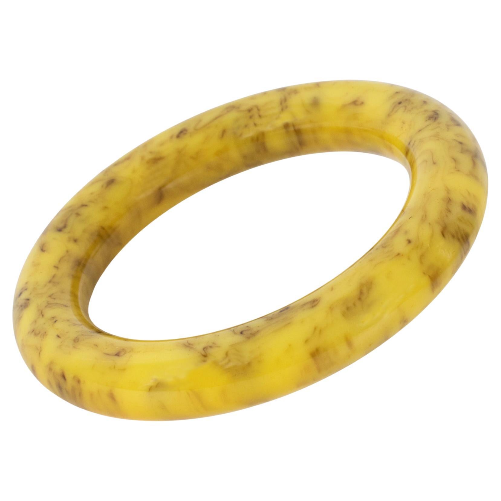 Bakelite Bracelet Bangle Vanilla and Chocolate Marble For Sale