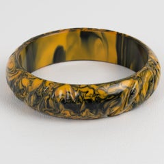 Bakelite Bracelet Carved Bangle Mississippi Mud Marble
