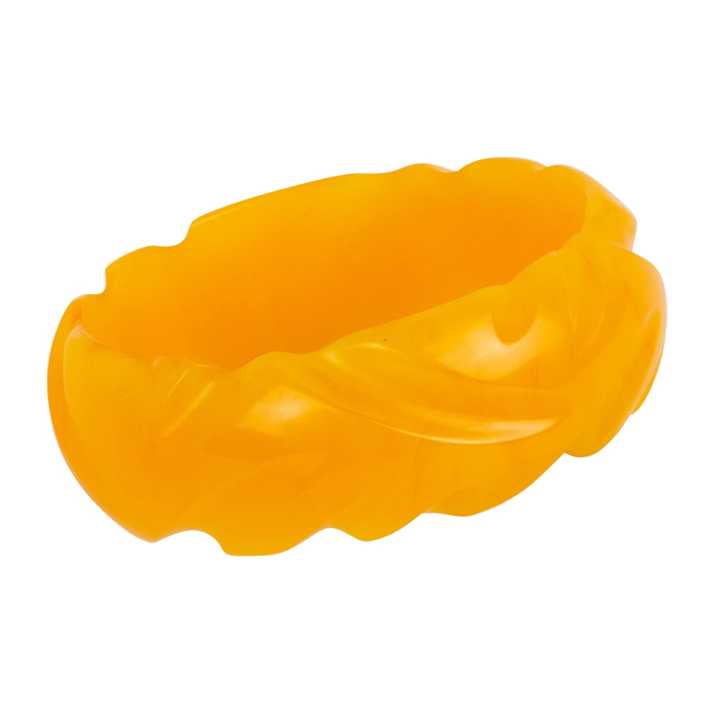 Pulsera Baquelita Tallada Brazalete Amarillo Caléndula Mármol