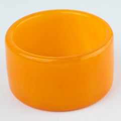 Bakelite Bracelet Extra-Wide Bangle Orange Tangerine Marble