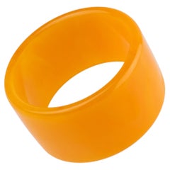 Bakelite Bracelet Extra-Wide Bangle Orange Tangerine Marble