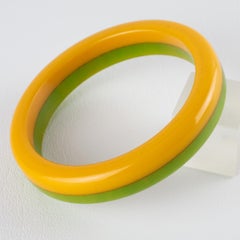 Bracciale in bachelite, bracciale laminato nei colori caramello e verde mela