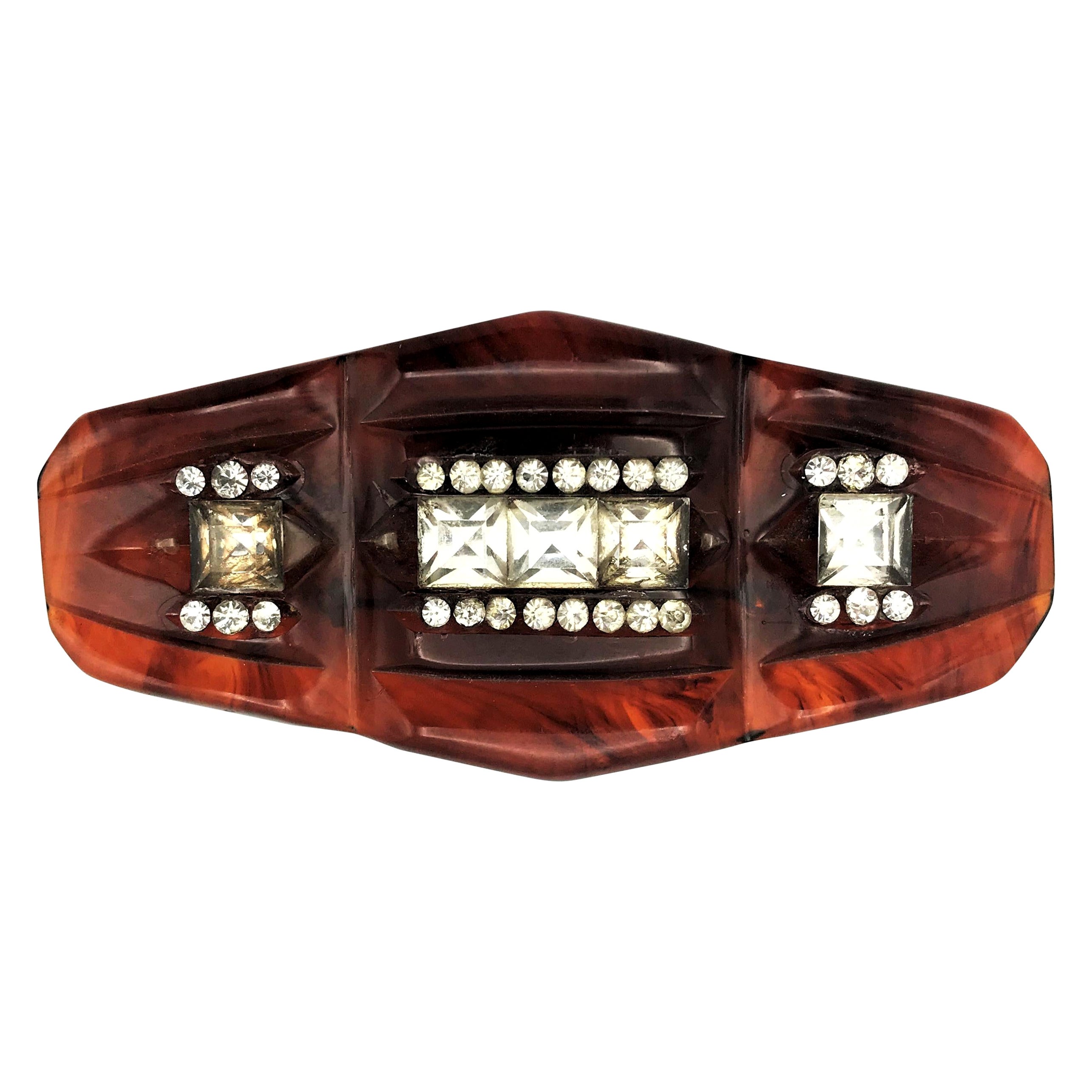 Bakelite brooch with Crystal inlays from 1950s USA
