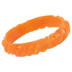 Bakelit geschnitzter Armreif Milky Orange Papaya Milky Orange Papaya