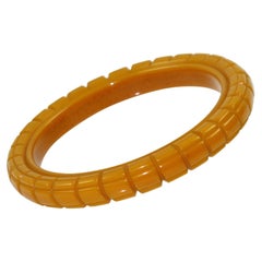 Bracciale Bangle in bachelite intagliato Caldo Butterscotch