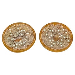 Bakelite Earrings with Seed  Pearls