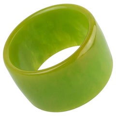 Extra breites Armband aus Bakelit, Armreif, Chartreuse-Grün, Marmoroptik