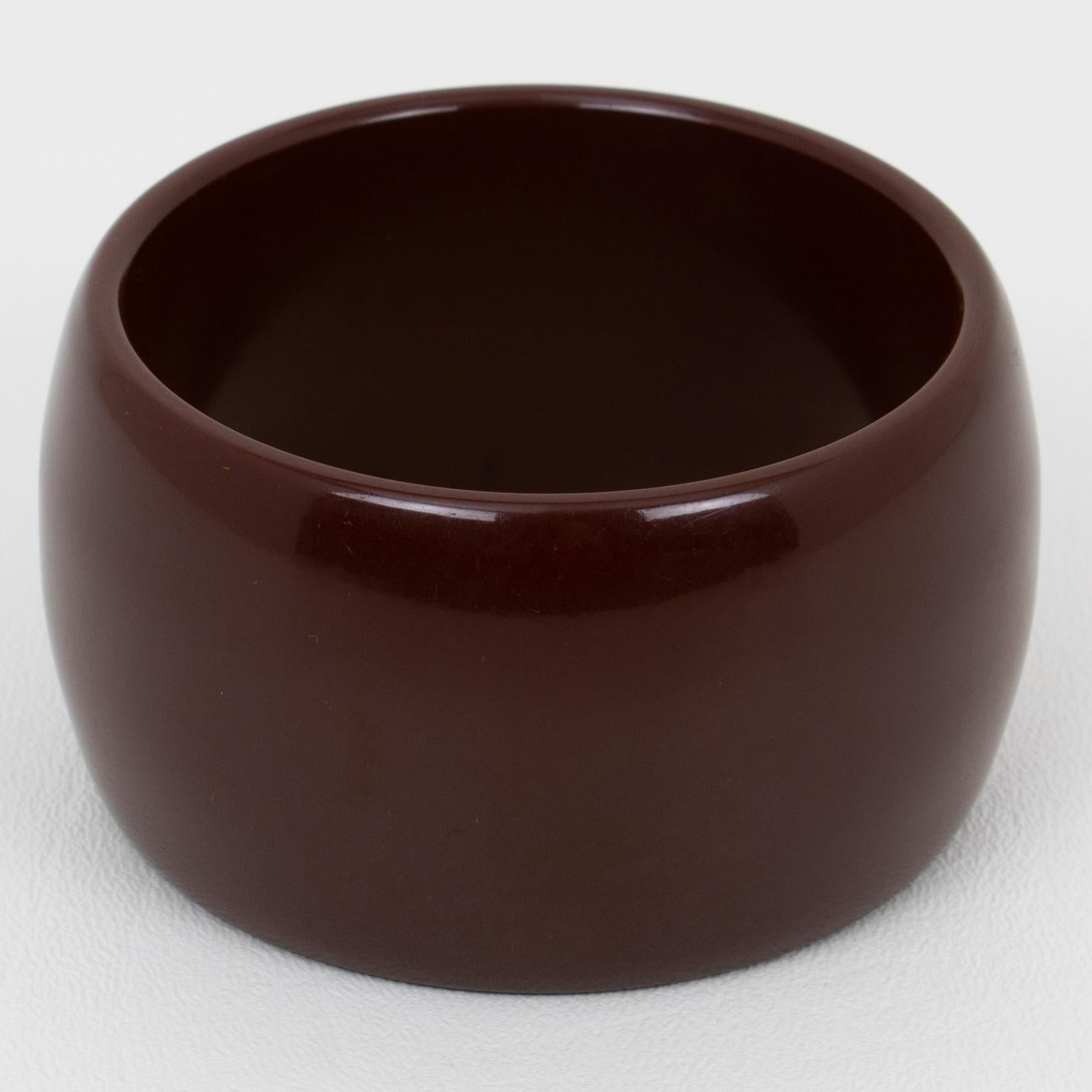 Bakelite Extra-Wide Bracelet Bangle Merlot Red en vente 1
