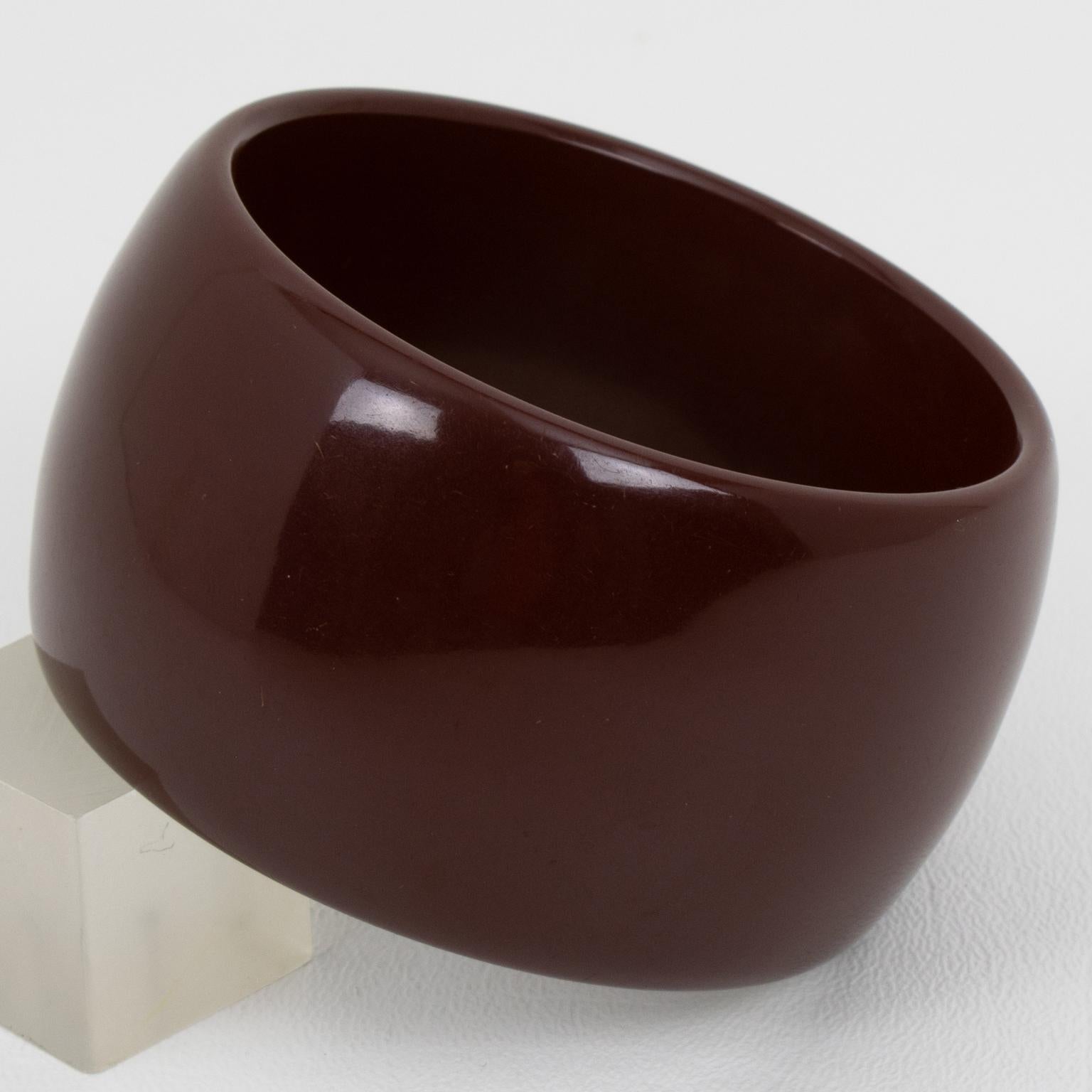 Bakelite Extra-Wide Bracelet Bangle Merlot Red en vente 3