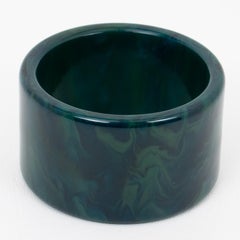 Bracelet extra-large en bakélite Bangle Stormy Navy Blue Marble