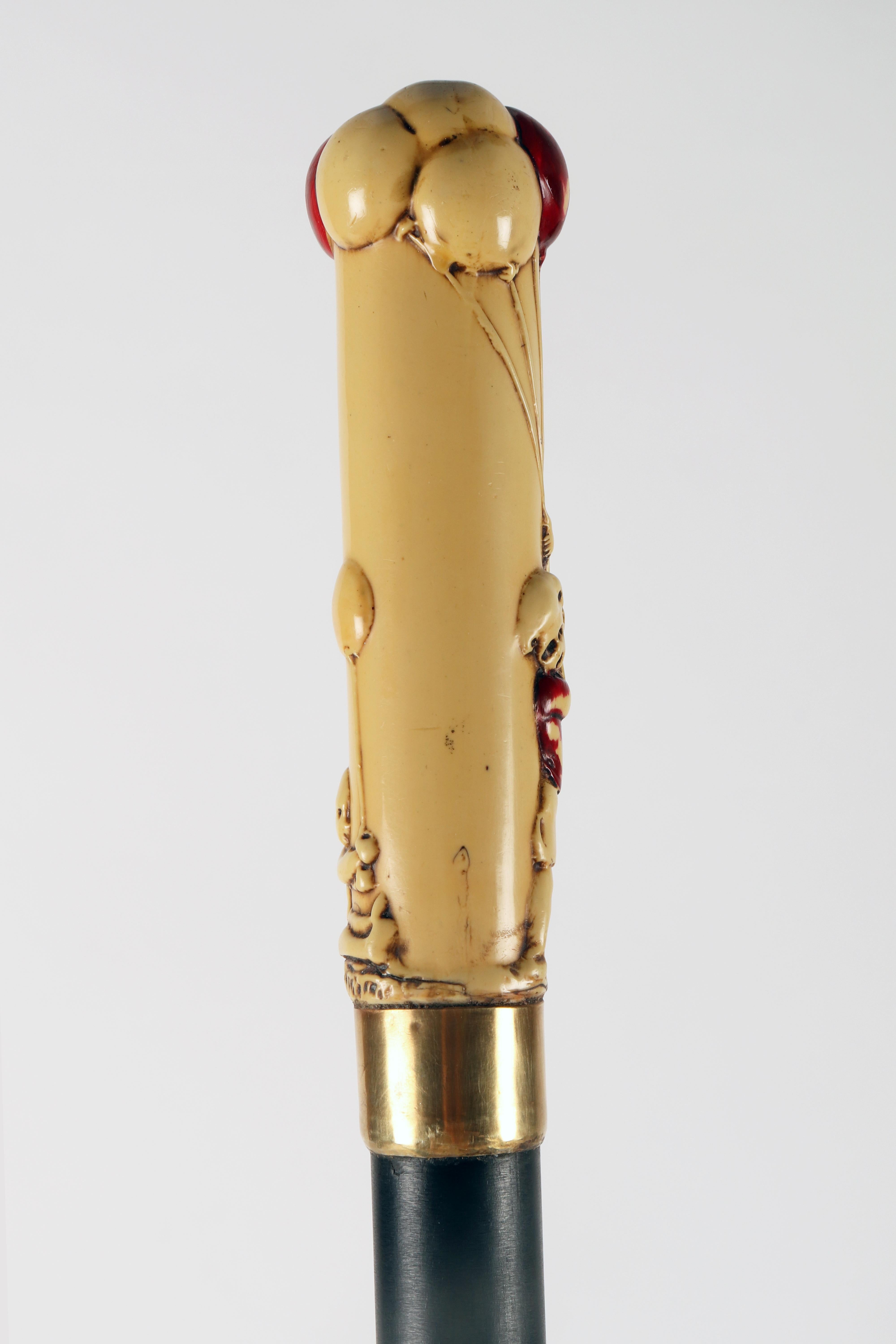 Silver Bakelite handle walking stick, France 1920.  For Sale