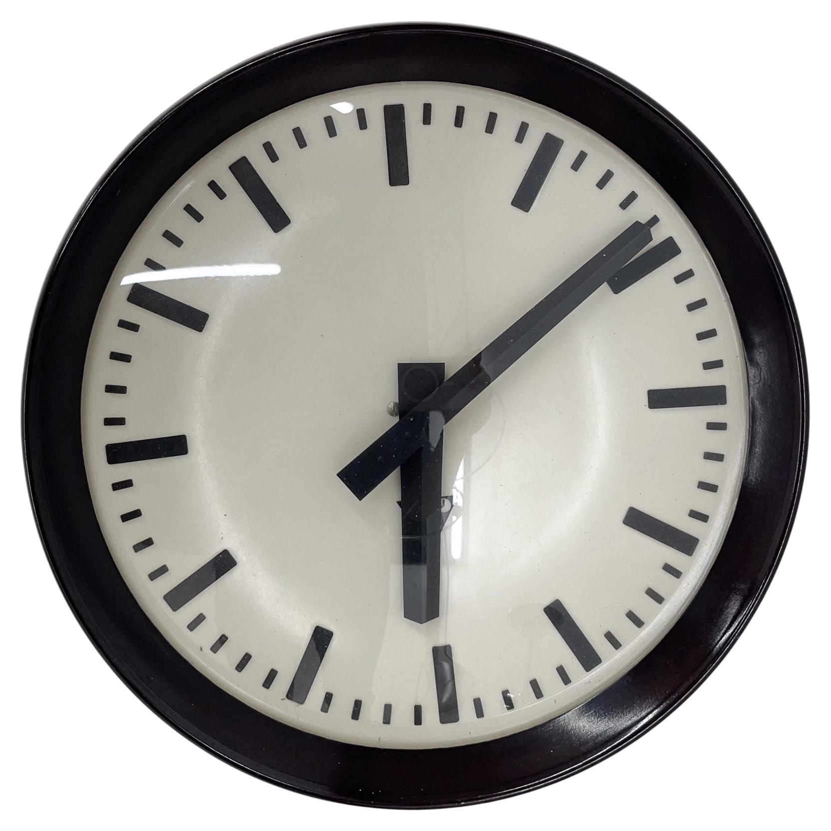 Bakelite Industrial Wall Clock by Pragotron, 1960s For Sale