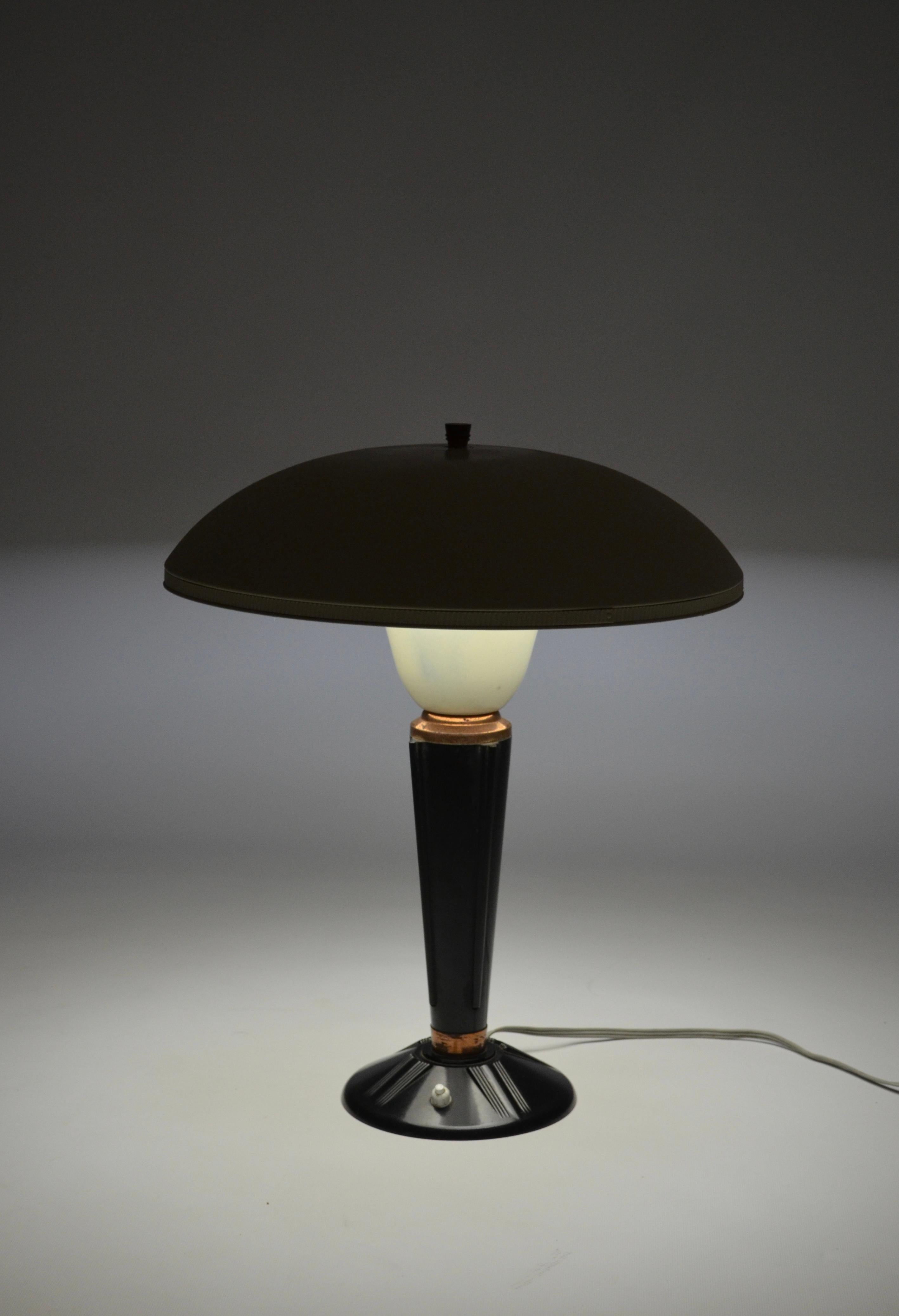 Metal Bakelite lamp, model 320, Jumo brand, France, 1940s For Sale