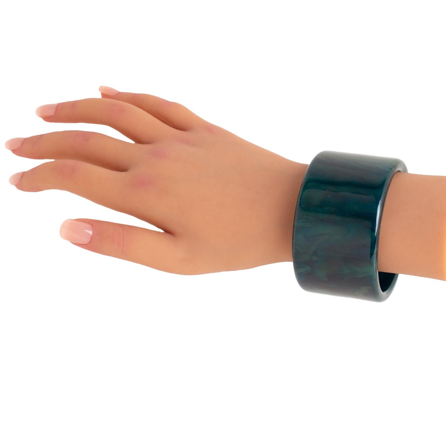 Donna Bracciale Bangle extra-largo in bachelite blu tempesta in vendita