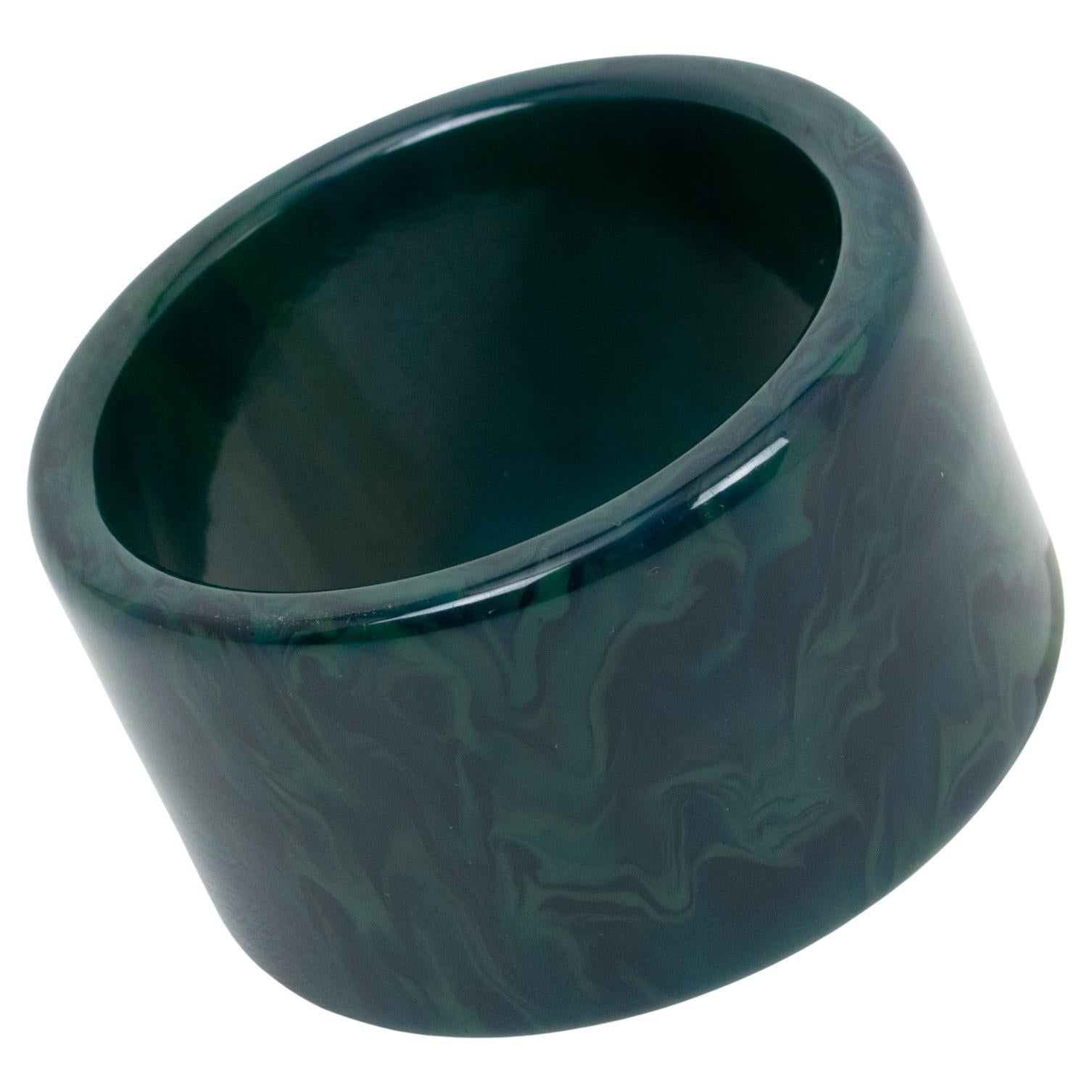 Bakelite Extra-Wide Bracelet Bangle Stormy Blue