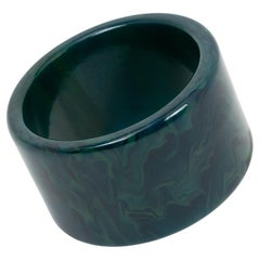 Bakelite Extra-Wide Bracelet Bangle Stormy Blue