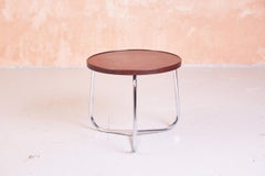 Bakelite Mid Century Round Side Table with Chrome Base Airborne Furniture, 1940s