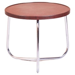 Bakelite Mid Century Round Side Table with Chrome Base Airborne Furniture, 1940s