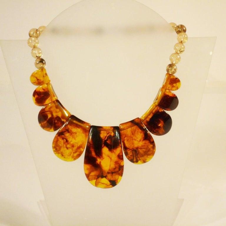 Exceptional Antique Cherry Amber Bakelite Necklace Sterling Silver 78g 26
