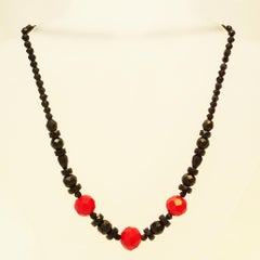 Bakelite necklace with facetted beads, gradient, Art Deco, France around 1920