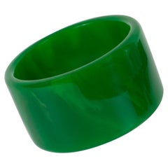 Bakelite Oversized Bracelet Bangle Emerald Green Marble
