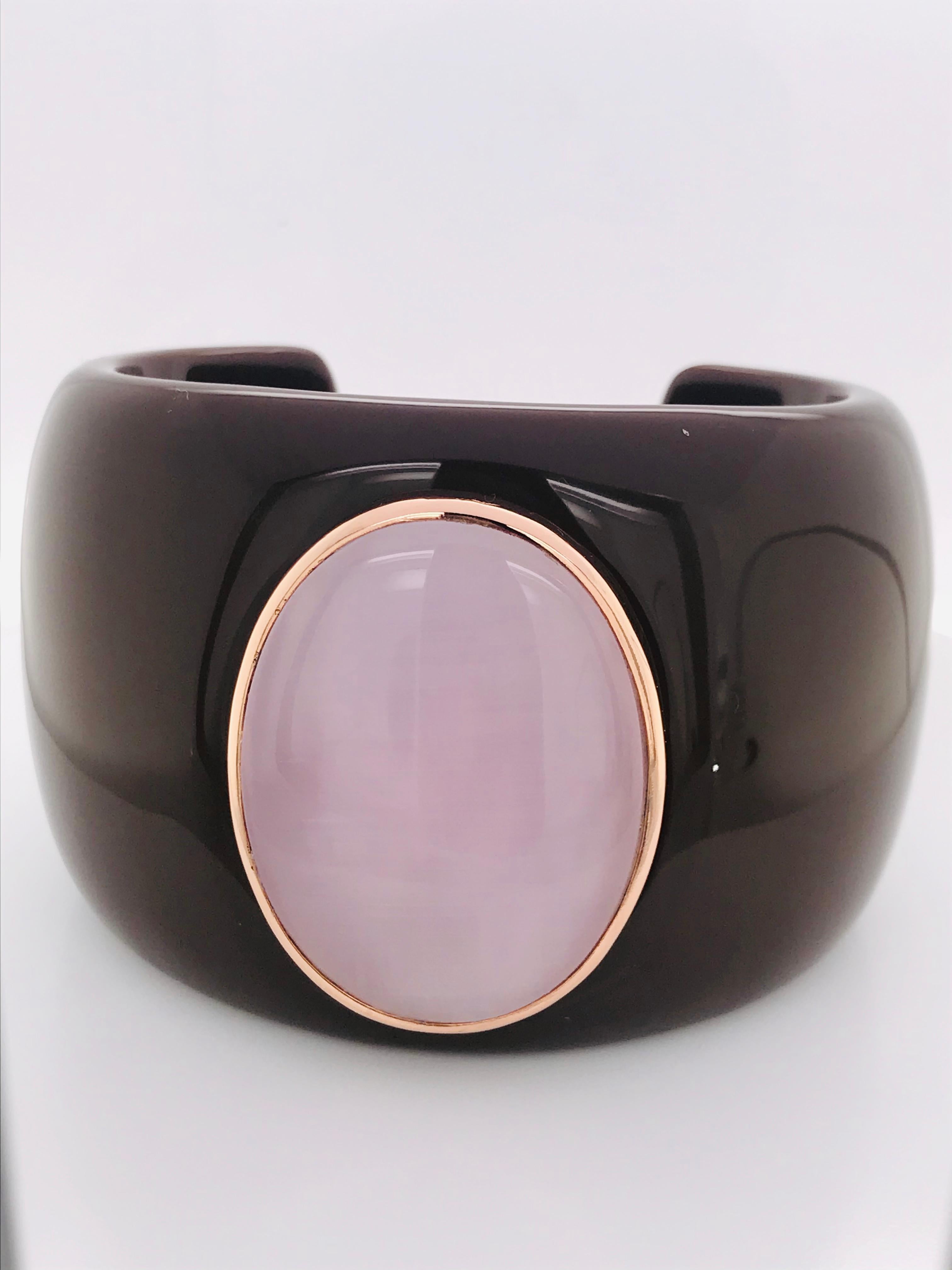 Bakelite Pink Quartz Rose Gold 18 Karat Bracelet For Sale at 1stDibs ...